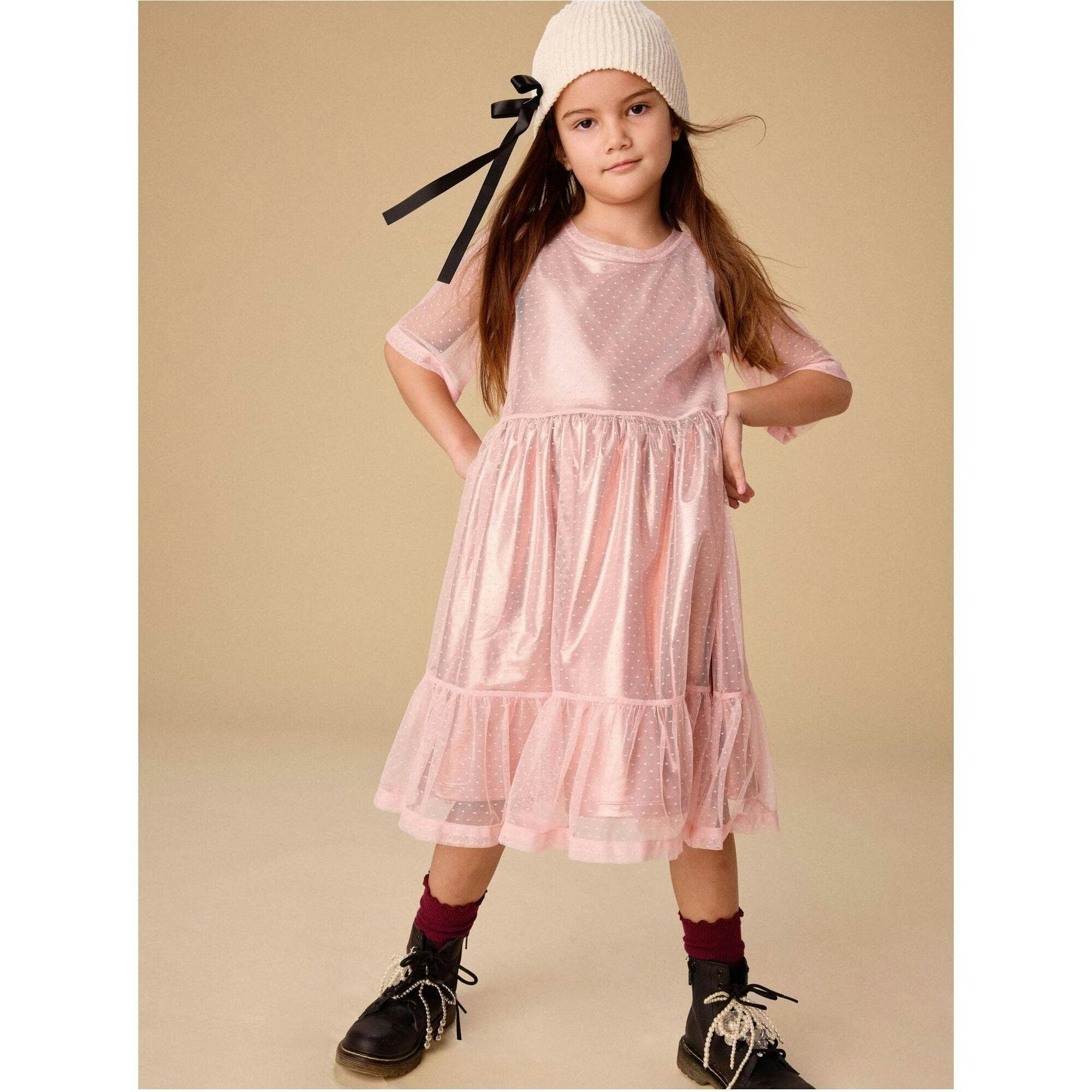 Layered Tulle & Foil Dress, Pink