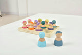 Wooden Rainbow Peg Dolls Figures 12 Piece Set