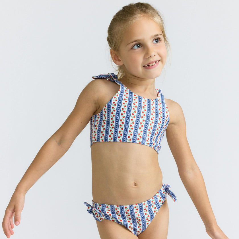 girls strawberry patch tie knot bikini