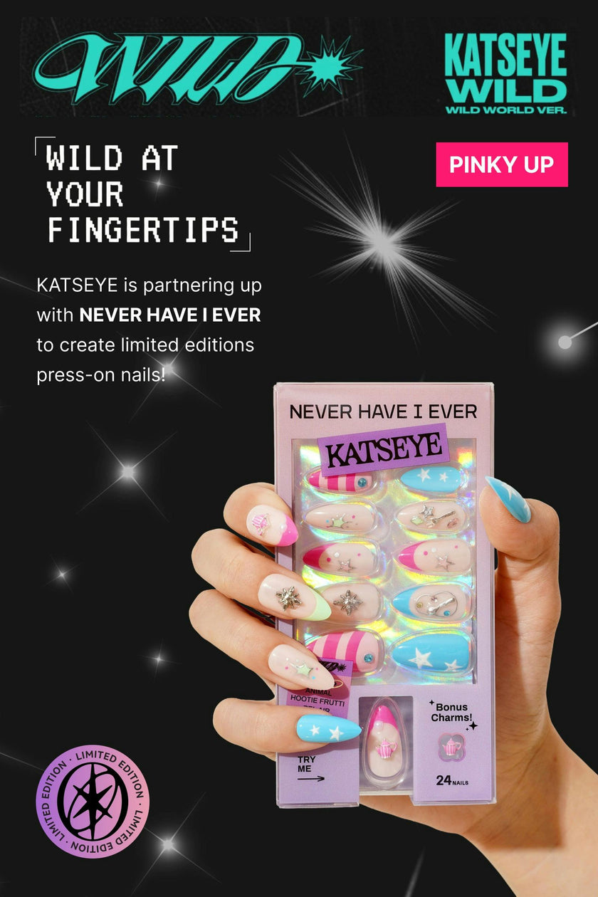 KATSEYE | PINKY UP – ALMOND PRESS-ON NAILS