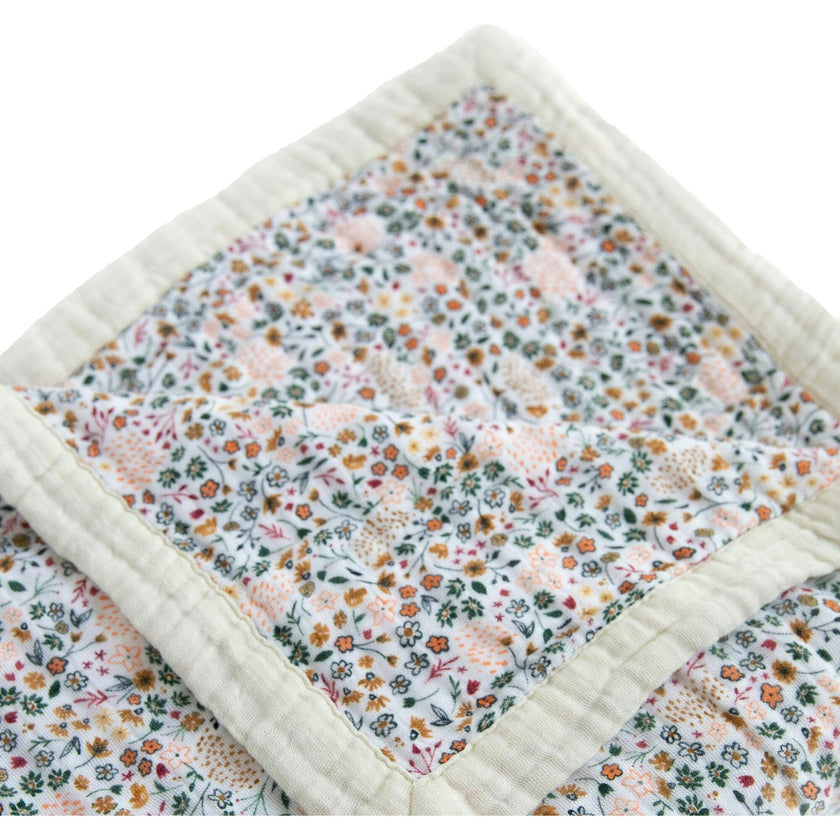 Cotton Muslin Quilted Throw - Pressed Petals