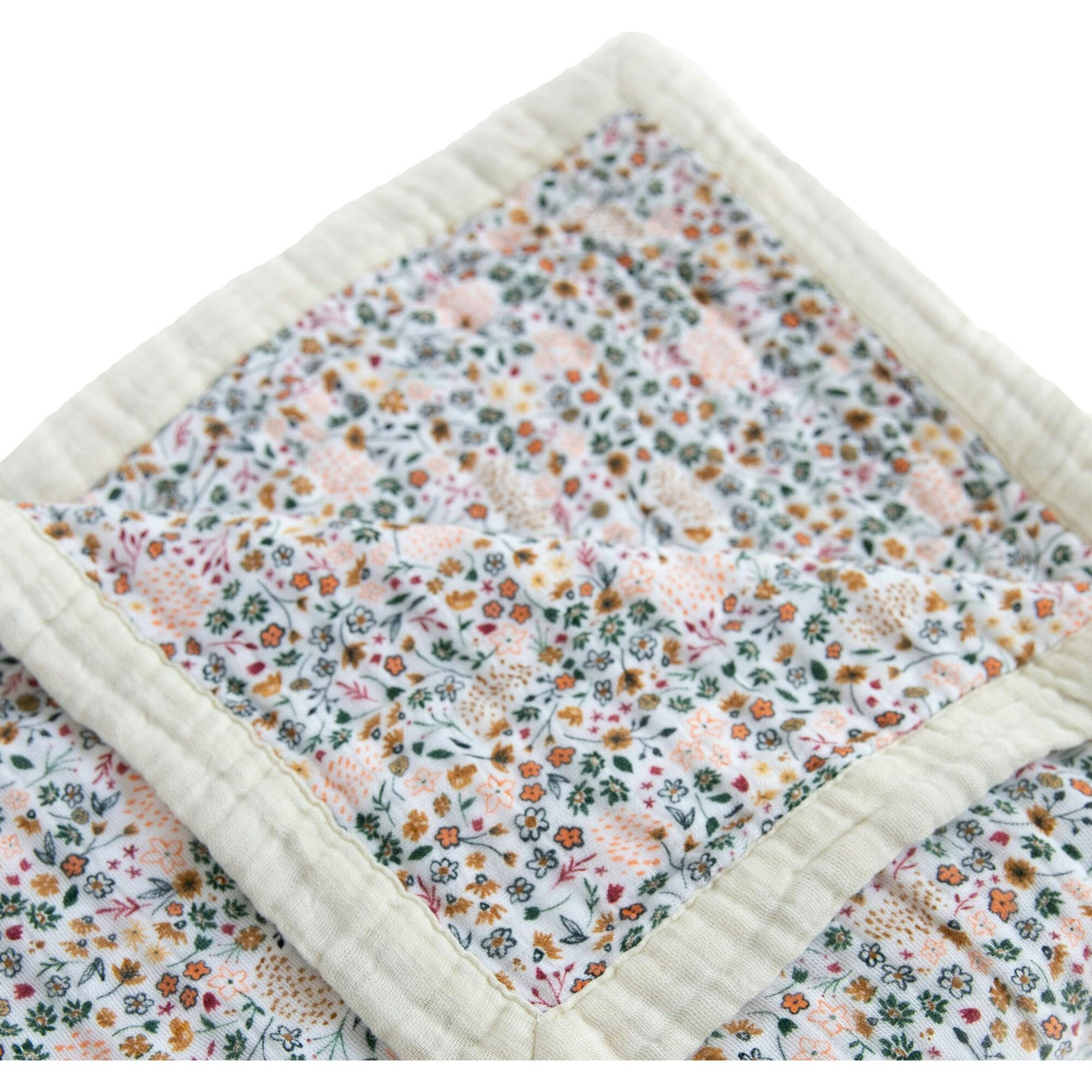 Cotton Muslin Quilted Throw - Pressed Petals