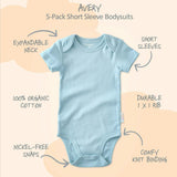 AVERY 5-Pack Short Sleeve Bodysuits