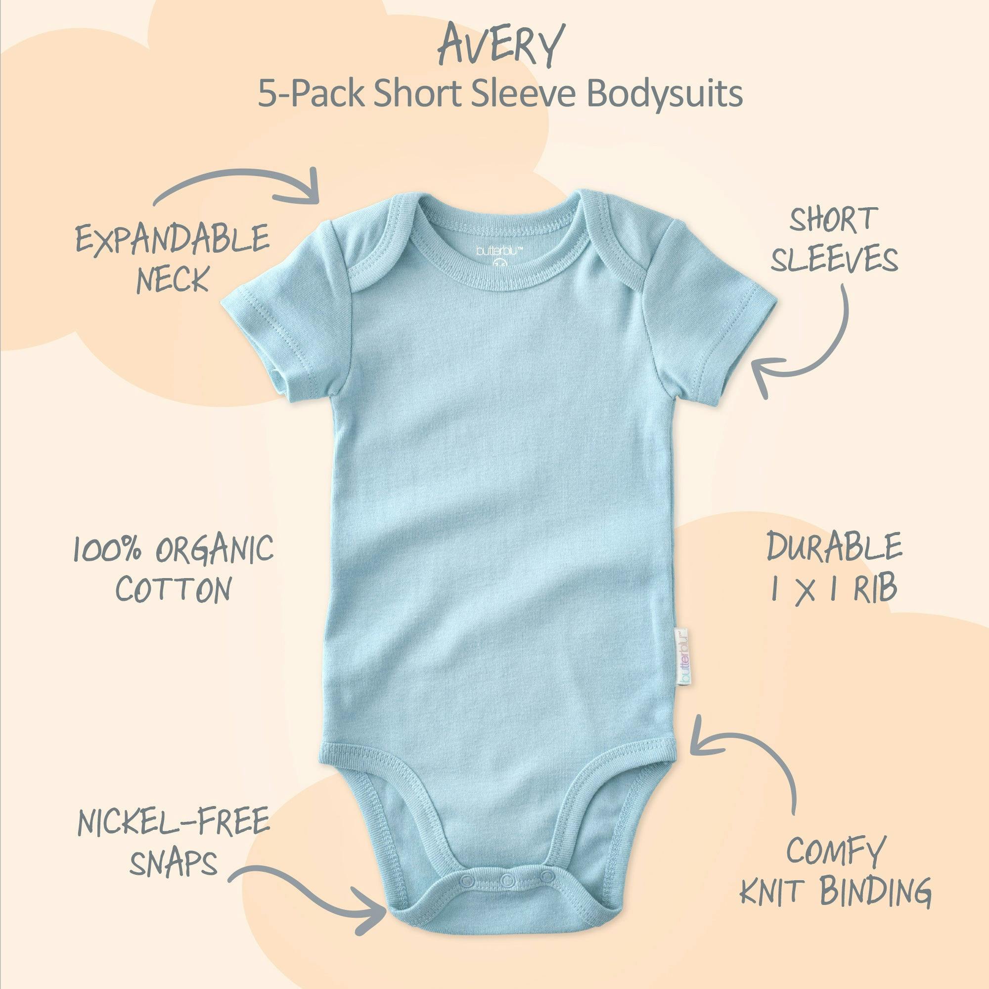 AVERY 5-Pack Short Sleeve Bodysuits