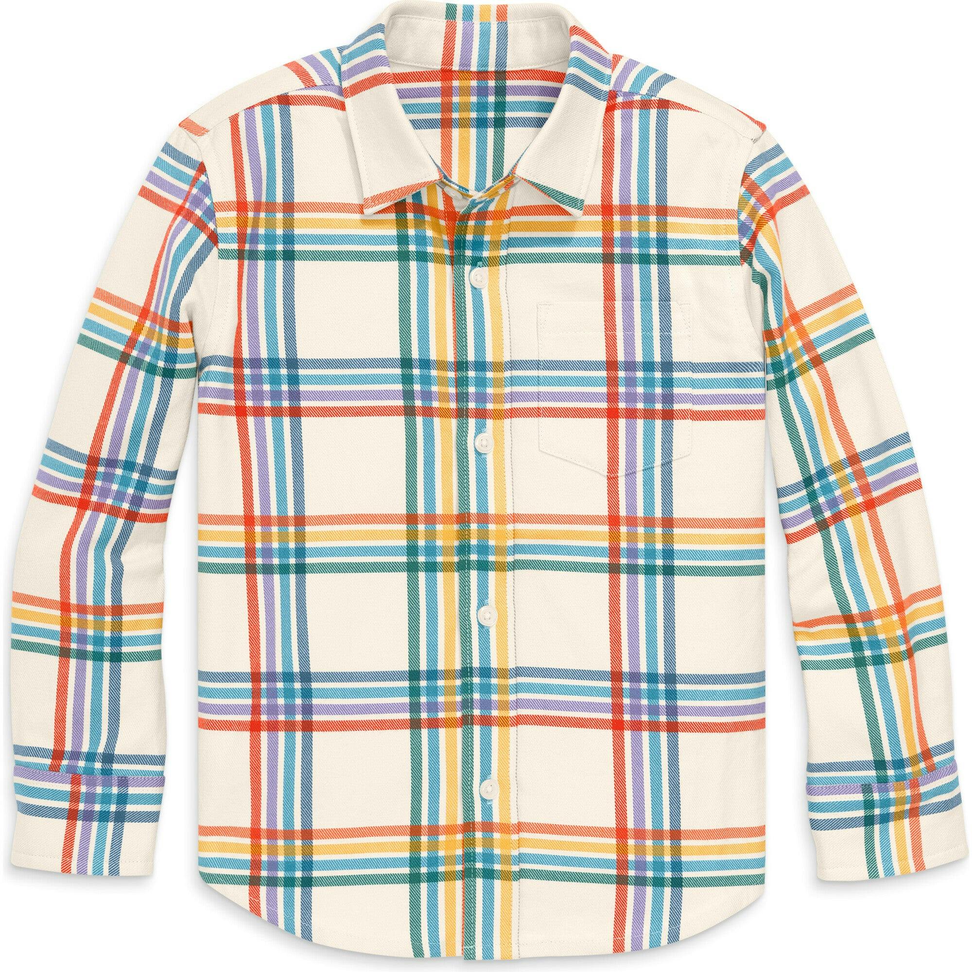 Kids long sleeve rainbow flannel button down