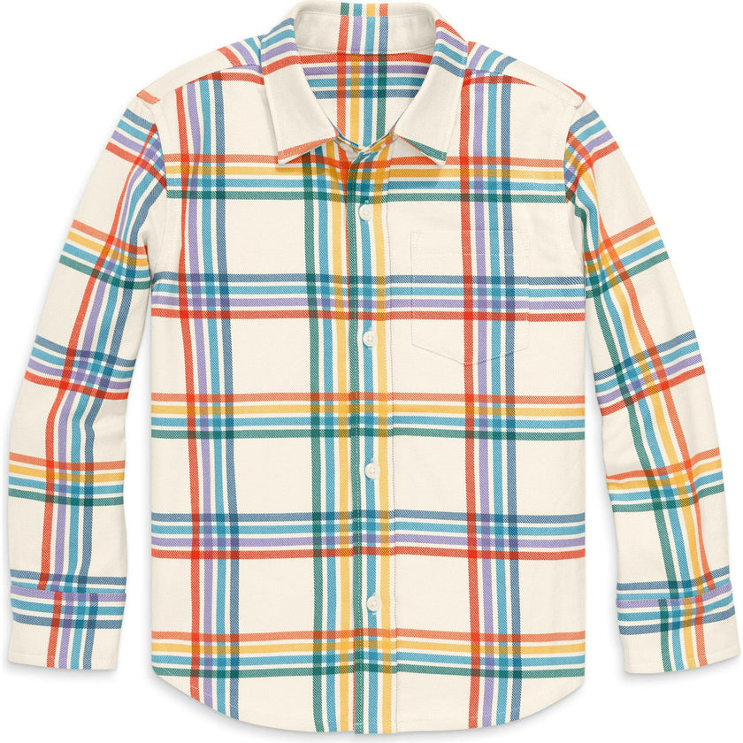 Kids long sleeve rainbow flannel button down