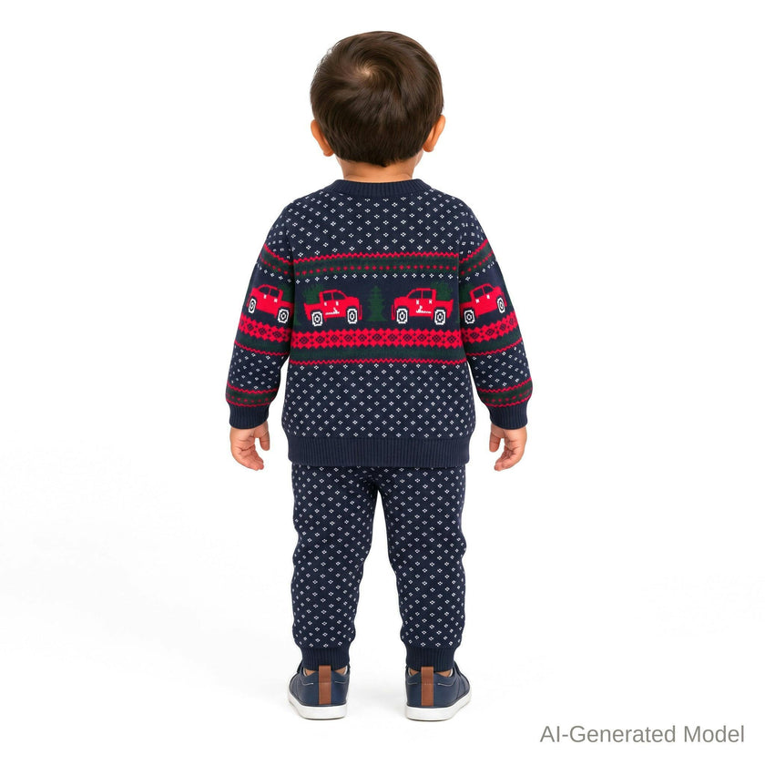 Infant Boys (9-24M) Sweater Set | Red Truck Fair Isle