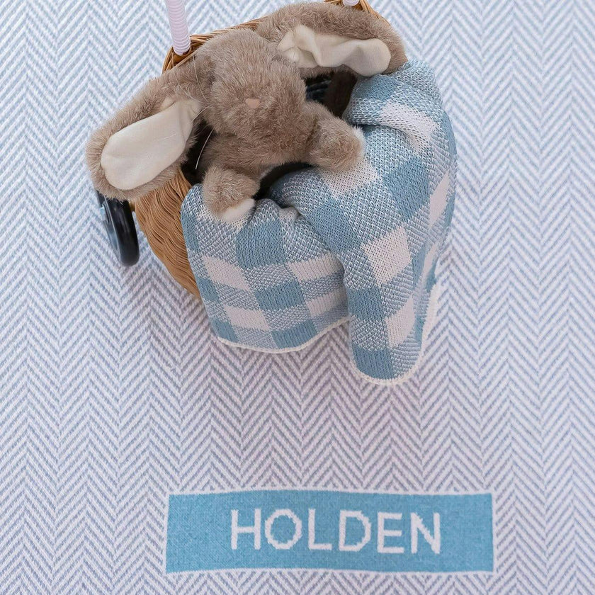 Monogrammed Herringbone Baby Blanket