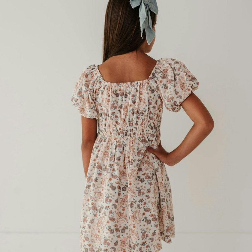Peasant Bubble Sleeve Dress Isabella Paisley