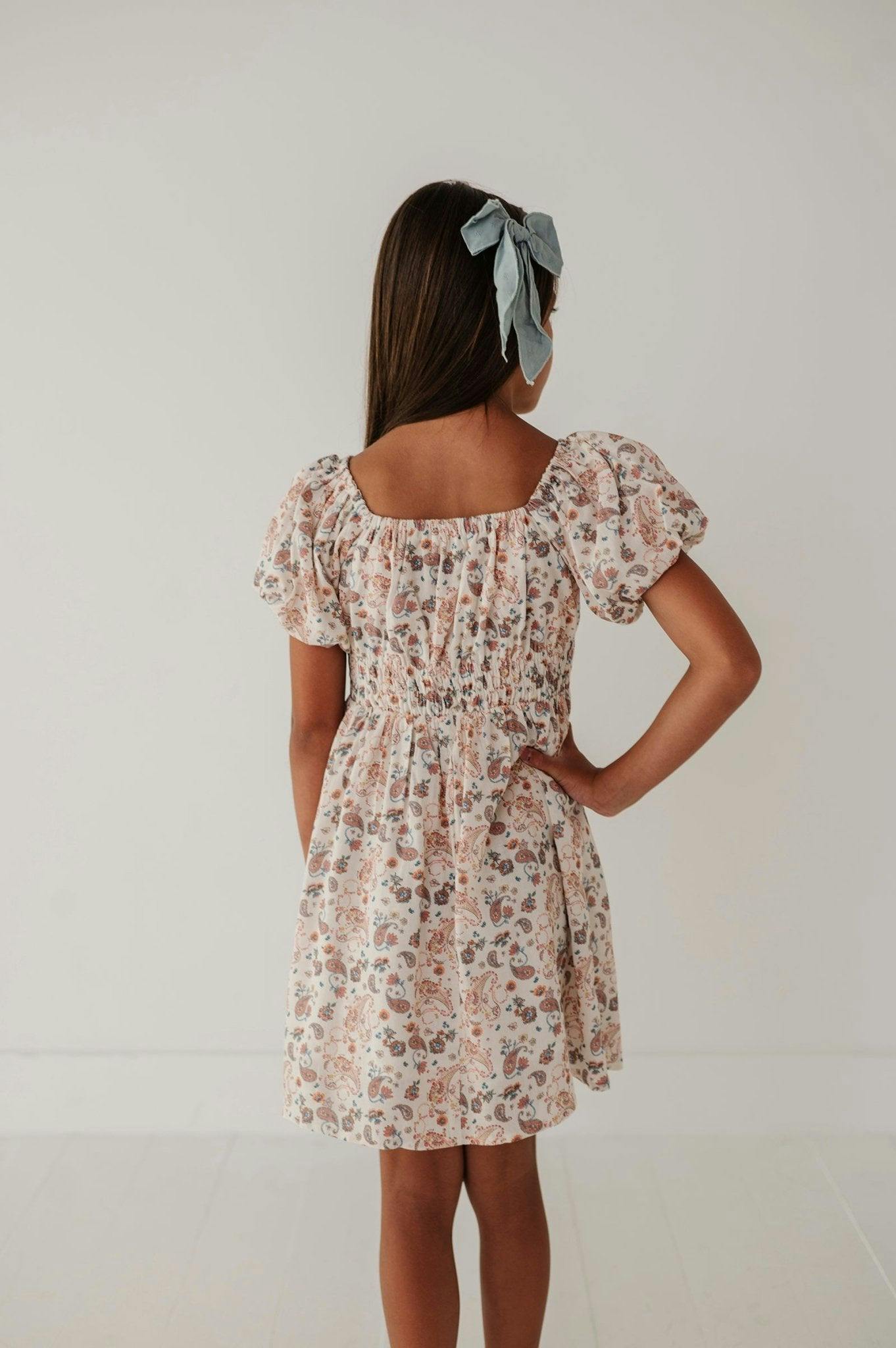 Peasant Bubble Sleeve Dress Isabella Paisley