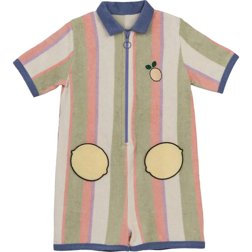 children's terry jumpsuit - tropical stripes