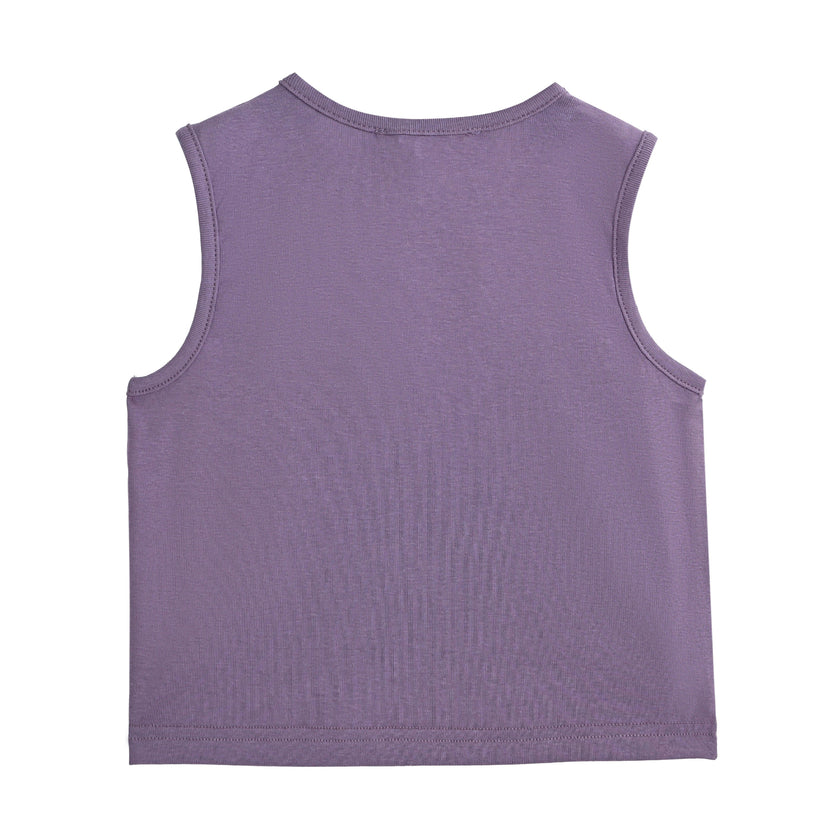 Purple Rosette Top and Lace-Trim Shorts Set