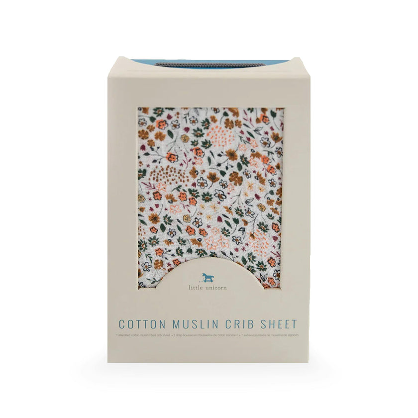 Cotton Muslin Crib Sheet - Pressed Petals