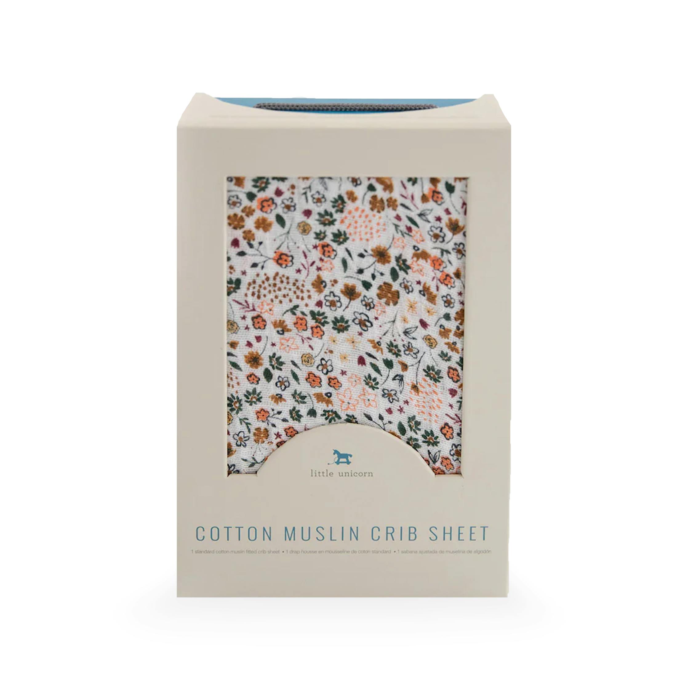 Cotton Muslin Crib Sheet - Pressed Petals