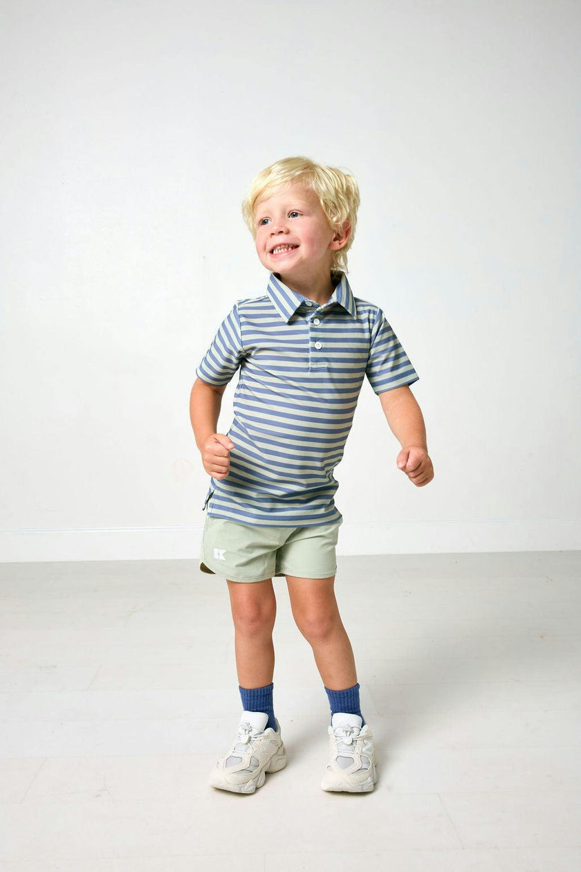 slate/sage qb stripe polo shirt