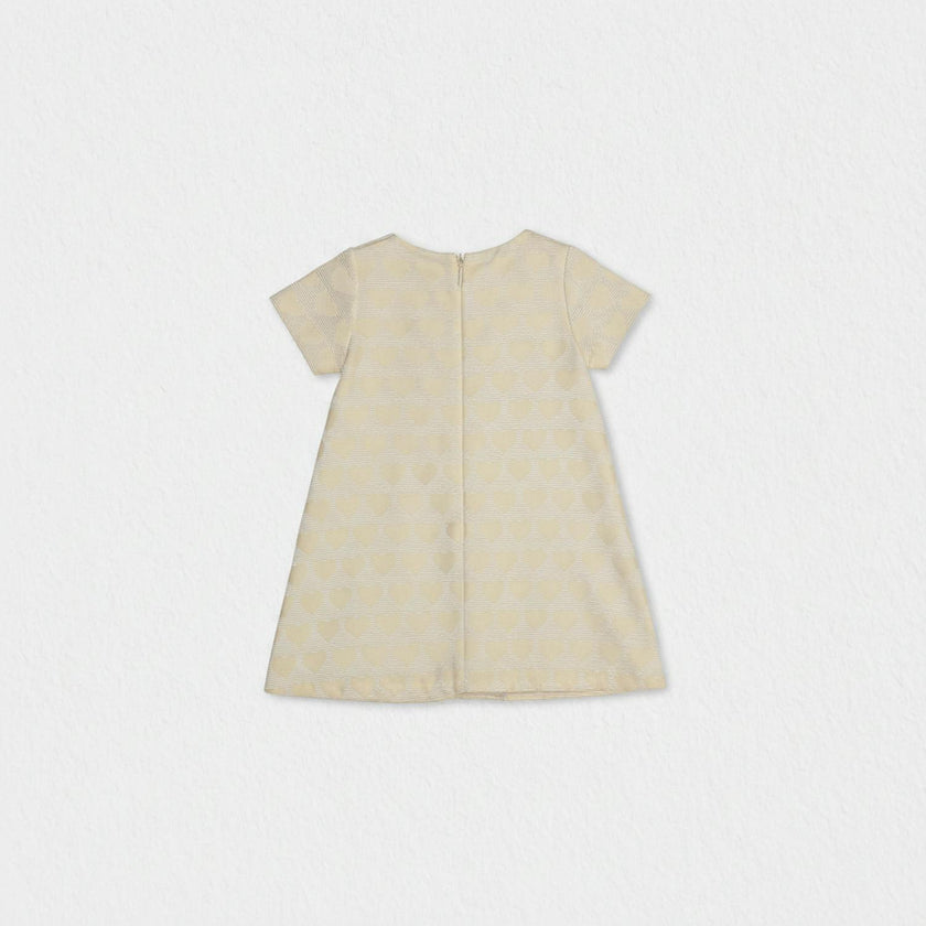 Elsa Baby Dress Short Sleeve, Off-White Hearts