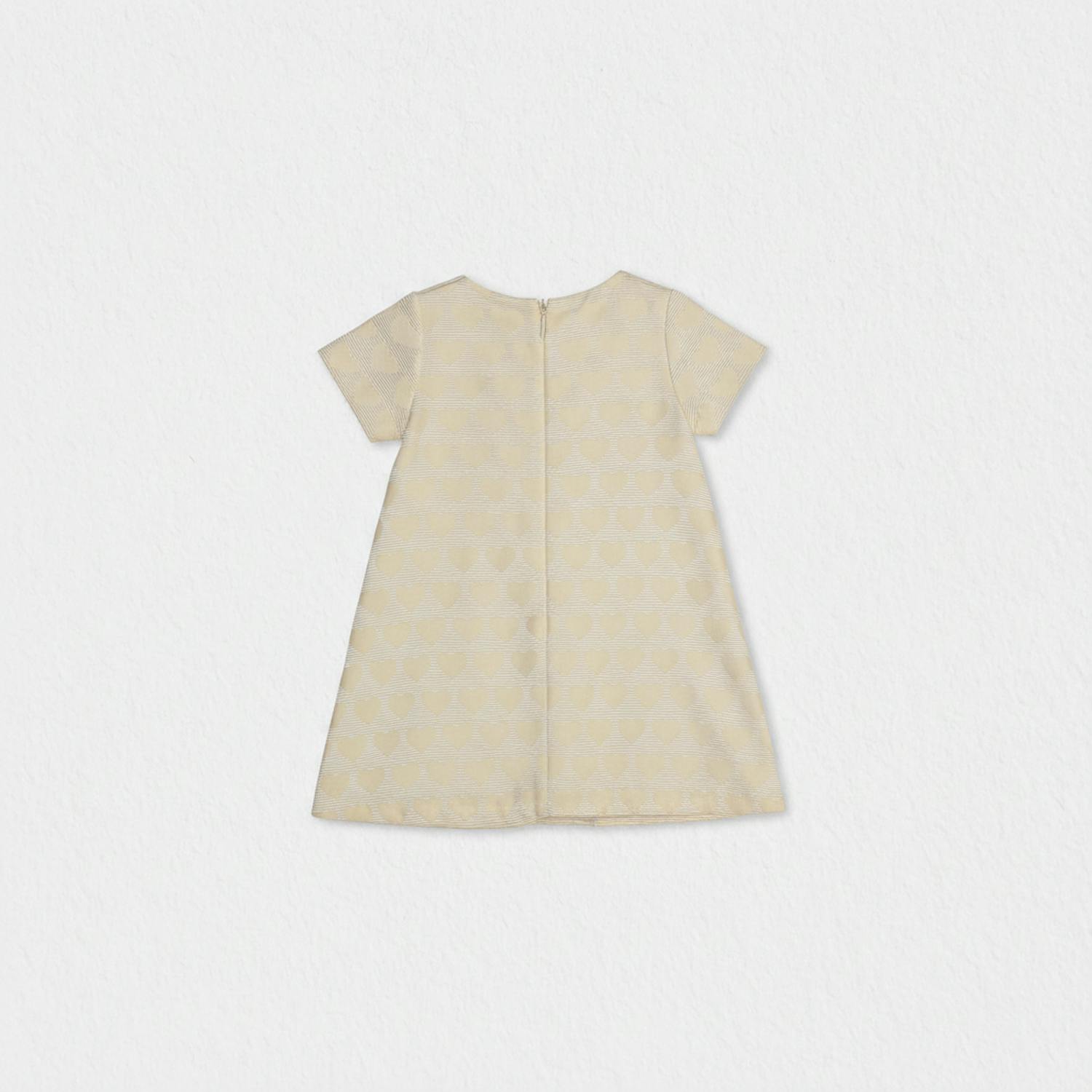 Elsa Baby Dress Short Sleeve, Off-White Hearts
