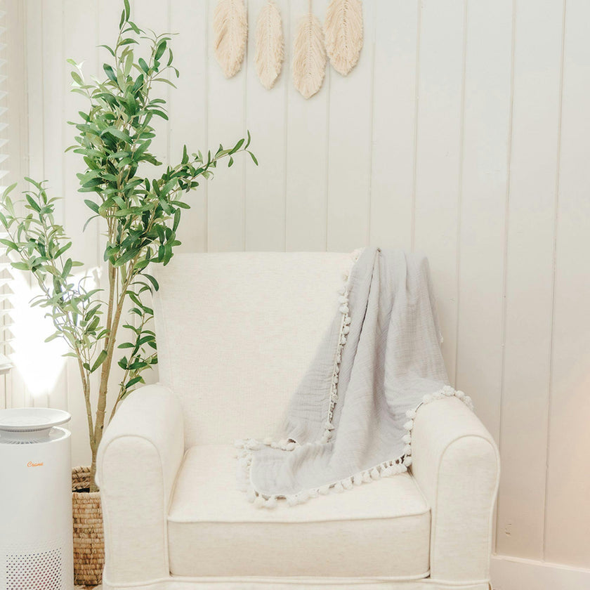 6-Layer Cotton Muslin Baby Blanket (Moonstone Grey)