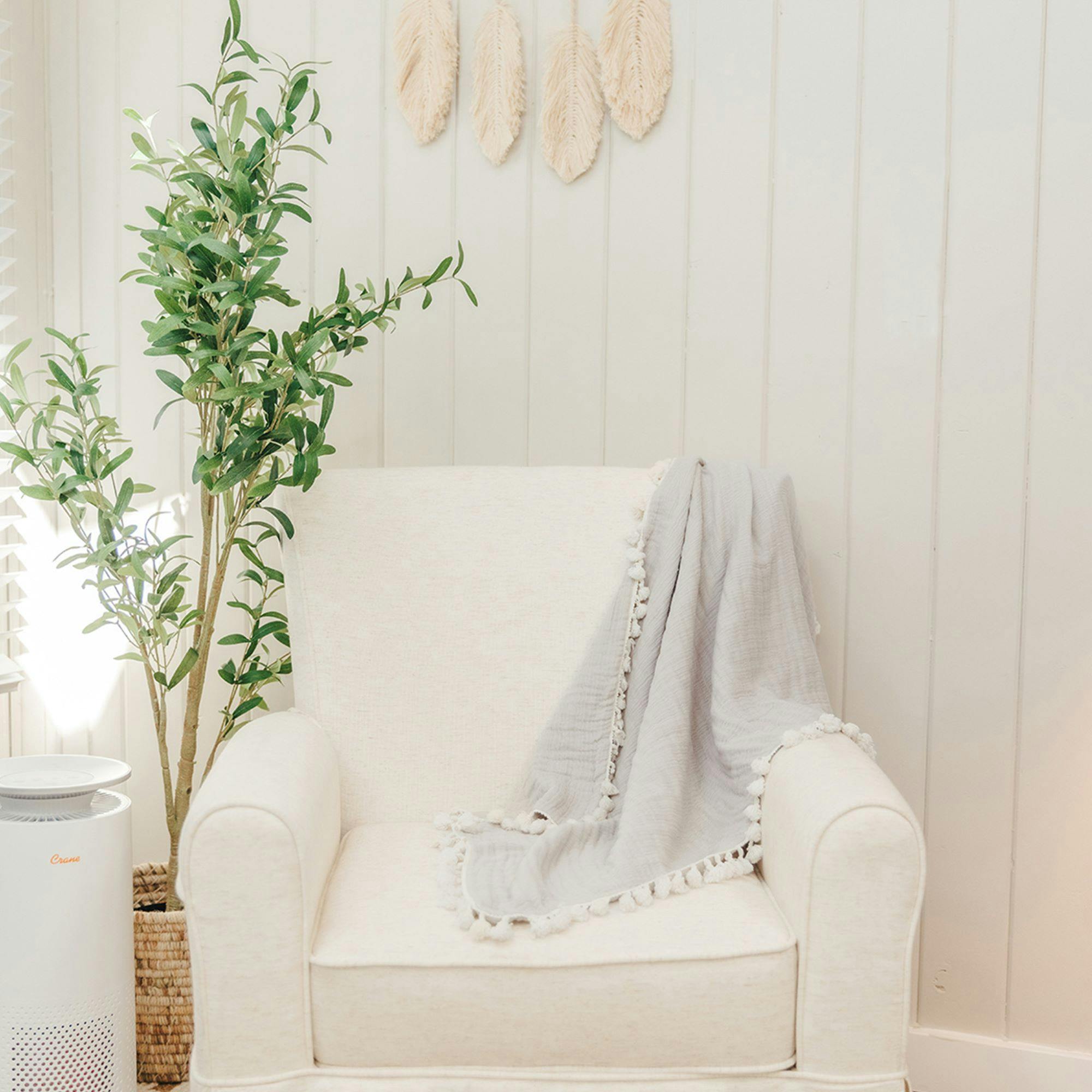 6-Layer Cotton Muslin Baby Blanket (Moonstone Grey)
