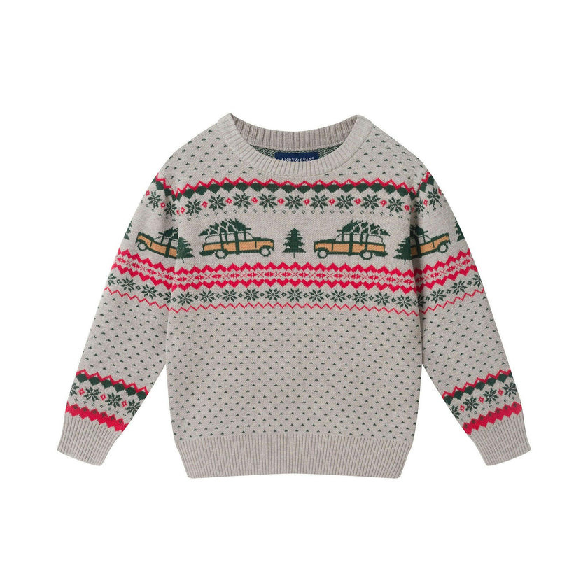 Boys Fair Isle Sweater | Christmas Tree Cars
