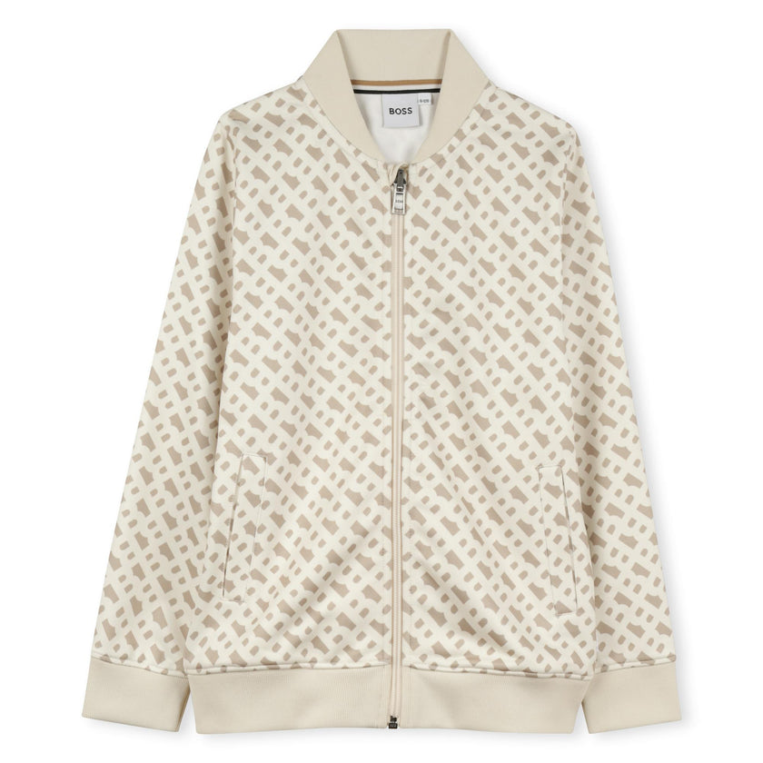 Sand Logo Pattern Bomber Jacket