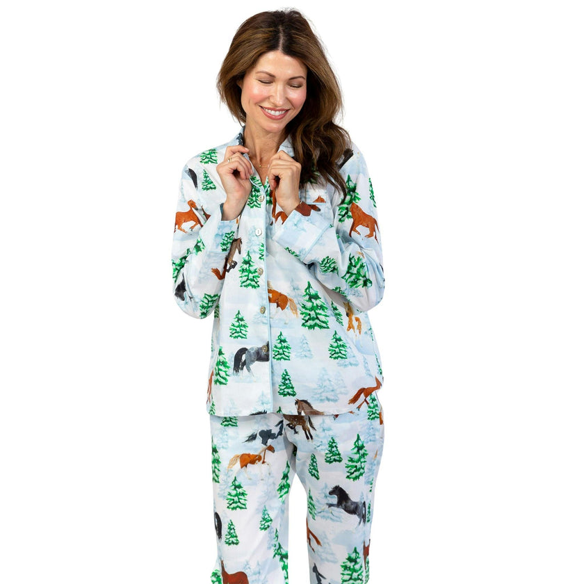 Women's Skydog Wild & Free Long PJ Set - Organic Cotton Poplin