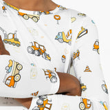 Love Trucks White Bamboo Kids Pajamas