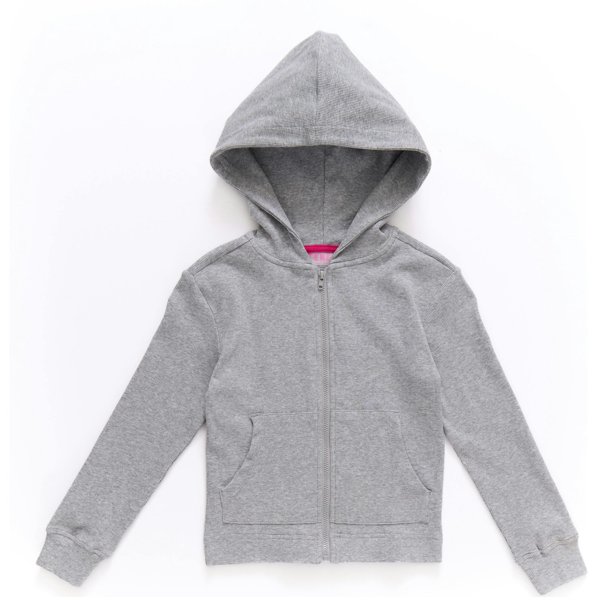 Girls Rib Hoodie in Collegiate Gray