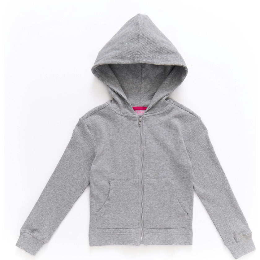 Girls Rib Hoodie in Collegiate Gray
