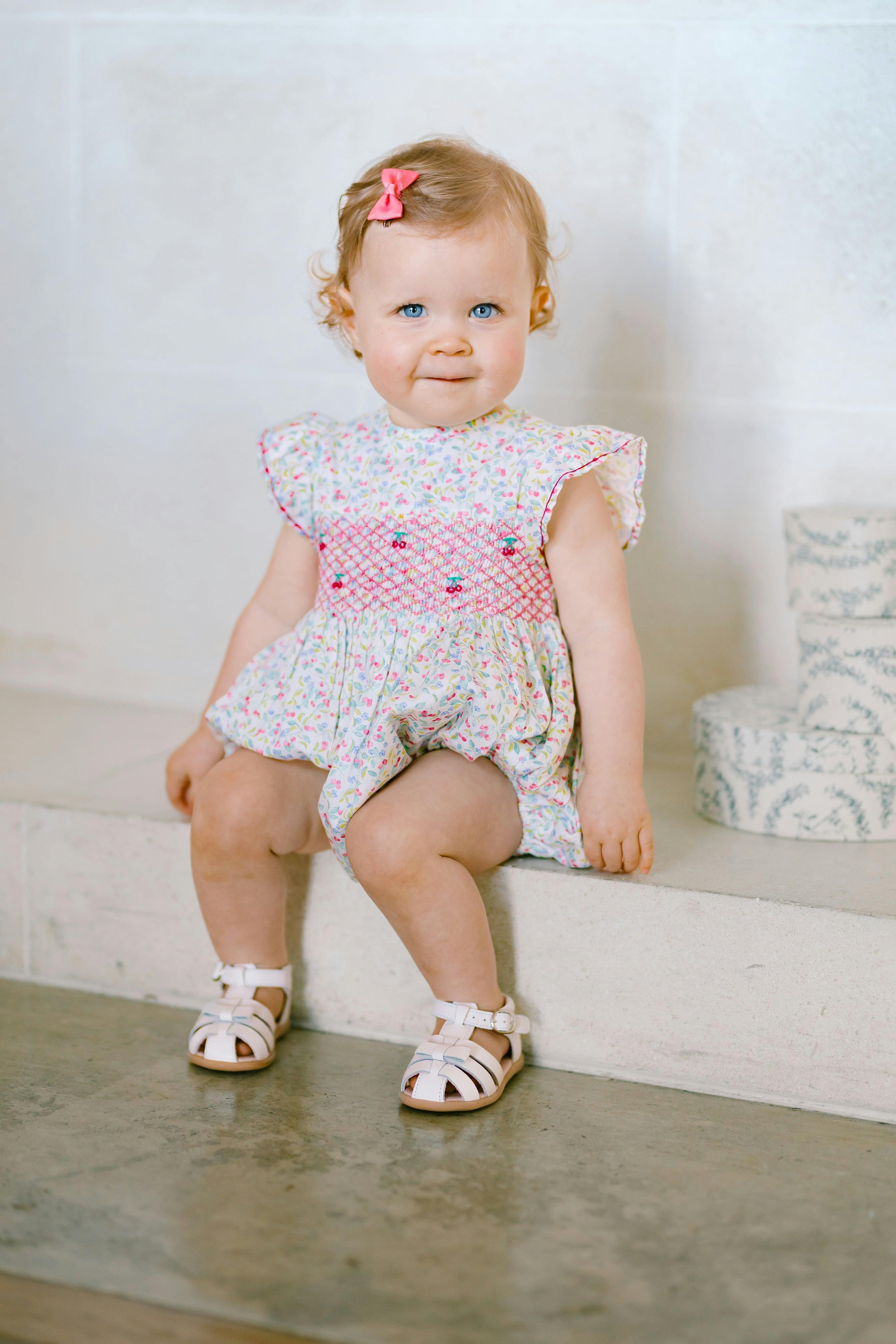 Alizée Cherry Smocked Bubble Romper