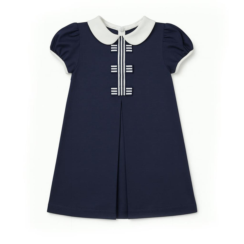 Knit Dress With Stripe Ribbon Bows