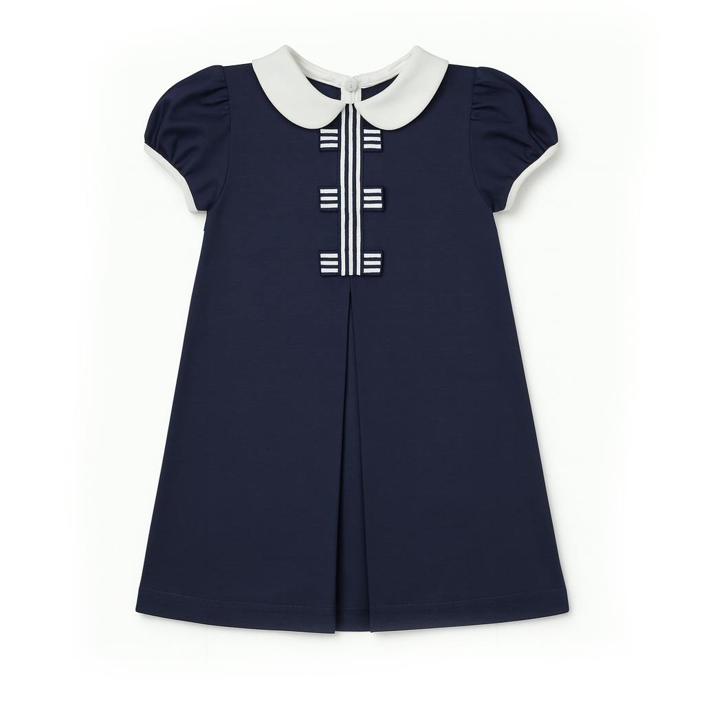 Knit Dress With Stripe Ribbon Bows