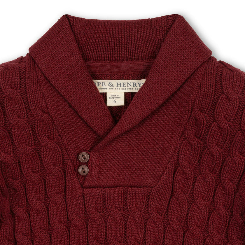 Organic Shawl Collar Cable Sweater