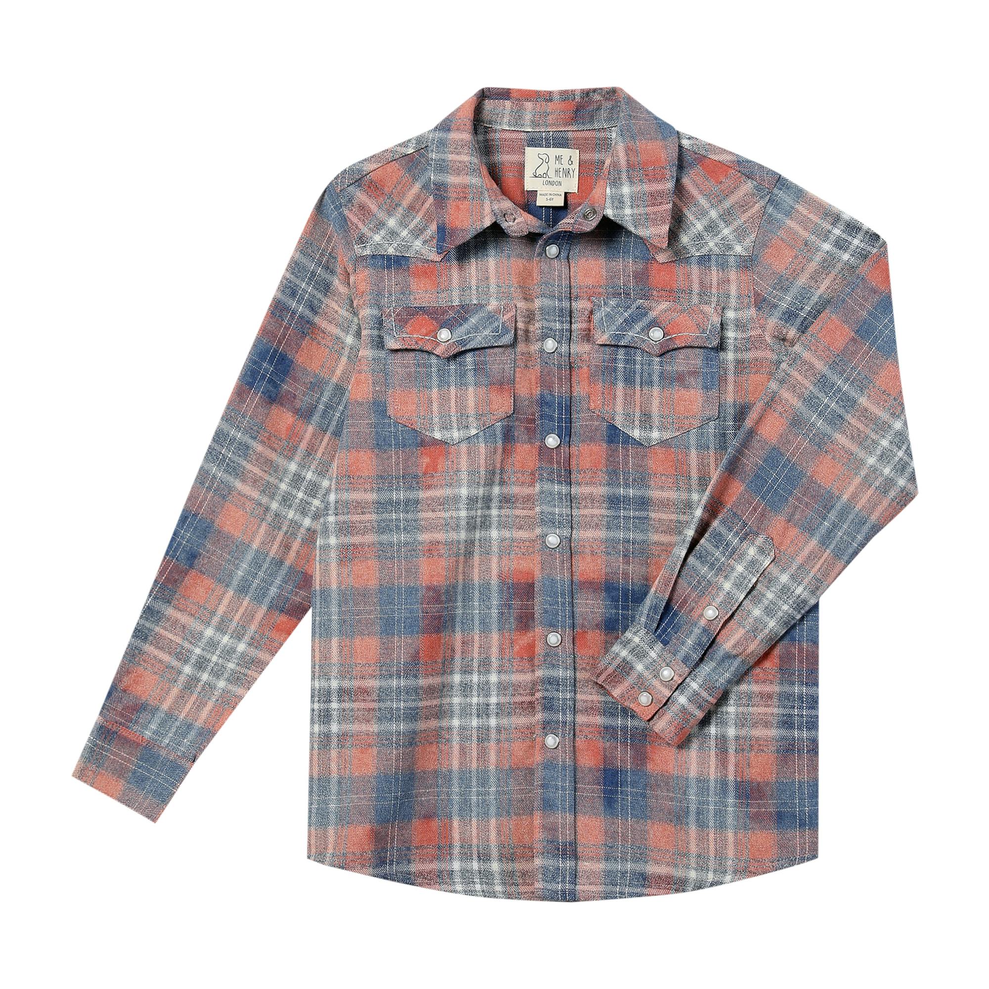 HOWDY Western Apricot/Blue plaid WOVEN SHIRT