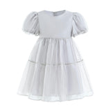 Gray Eveline Puff-Sleeve Dress