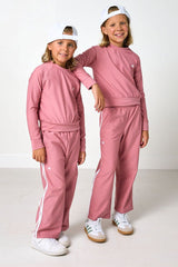 girls dusty pink wide leg sweatpant