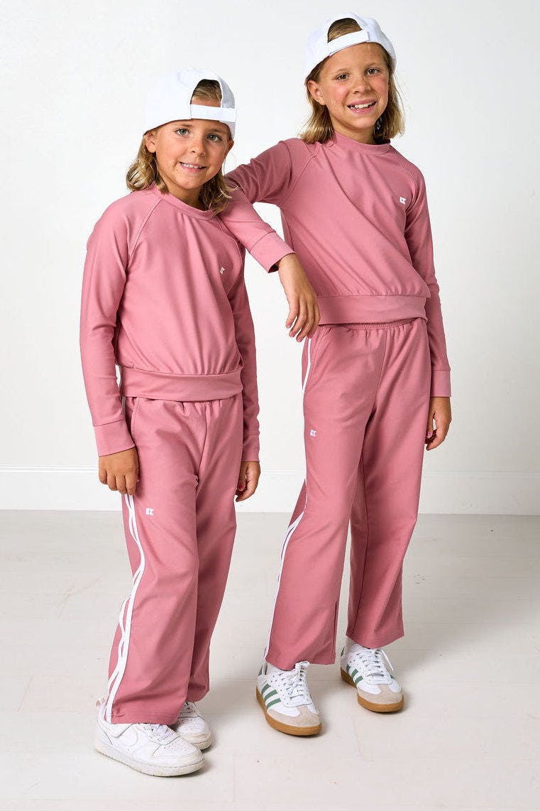 girls dusty pink wide leg sweatpant