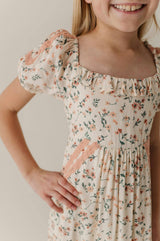 Girls Peasant Ruffle Maxi Dress in Dasha Ditsy in Cream
