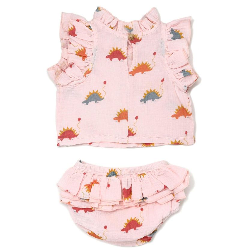Mini Gold Stars Gauze Lola Top Ruffle Tushie Set