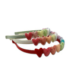 Rainbow Hearts Headband, Red