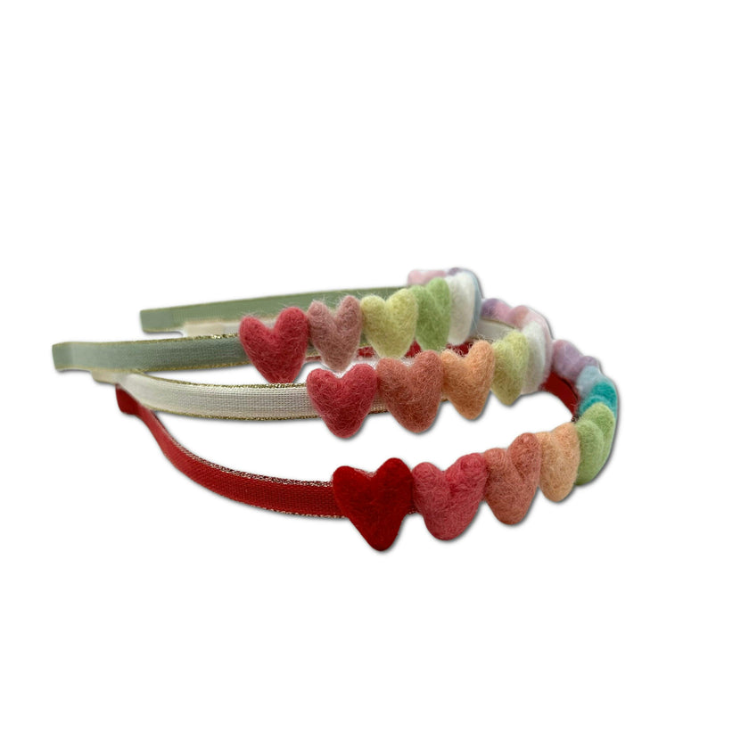 Rainbow Hearts Headband, Red