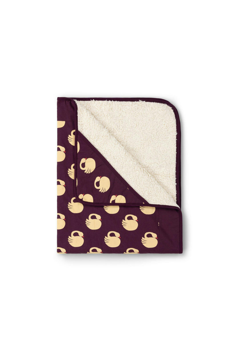 Sleeping Swans Sherpa Hooded Organic Baby Blanket, Purple