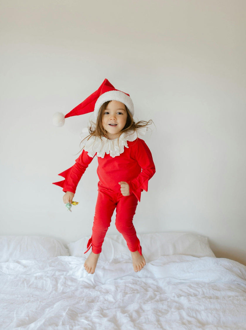 Red Holiday Elf Pajama Costume, Santa Costume