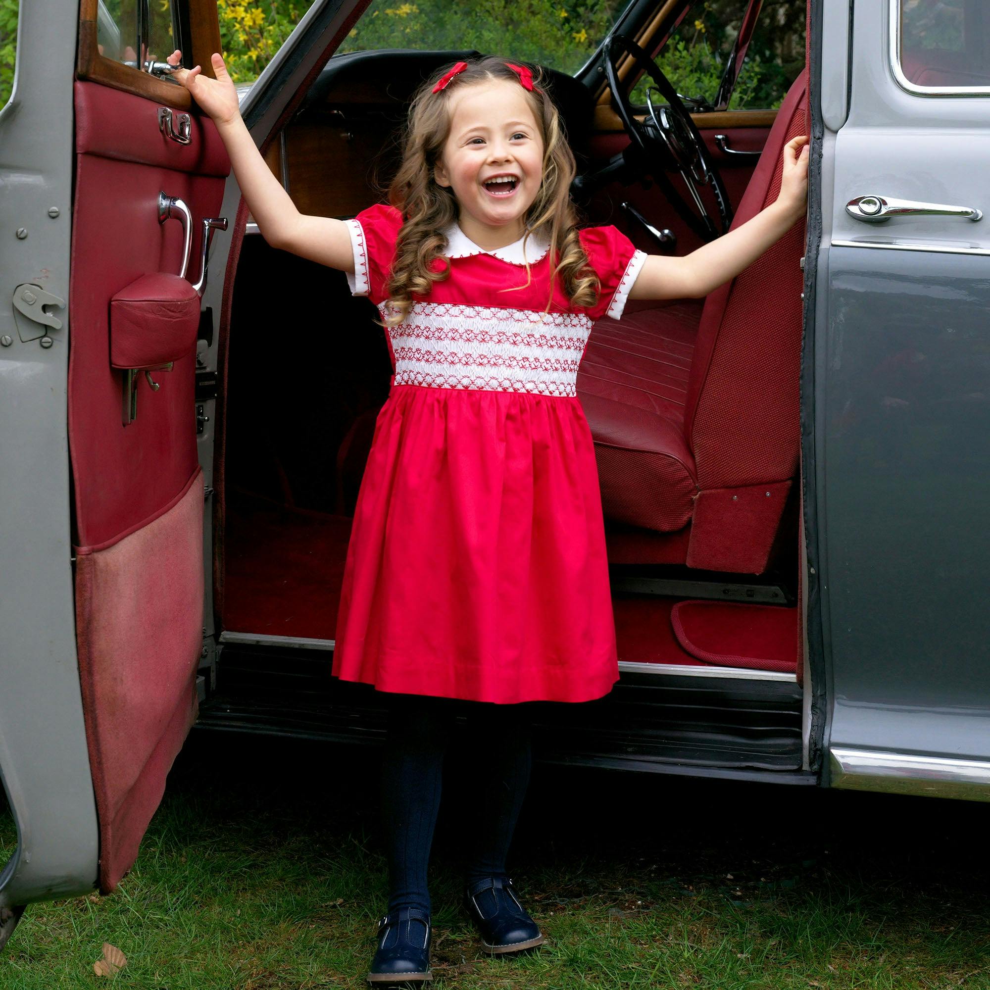 Classic Short Puff Sleeve Smocked Dress