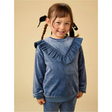 Velour Ruffle Tunic Top, Blue