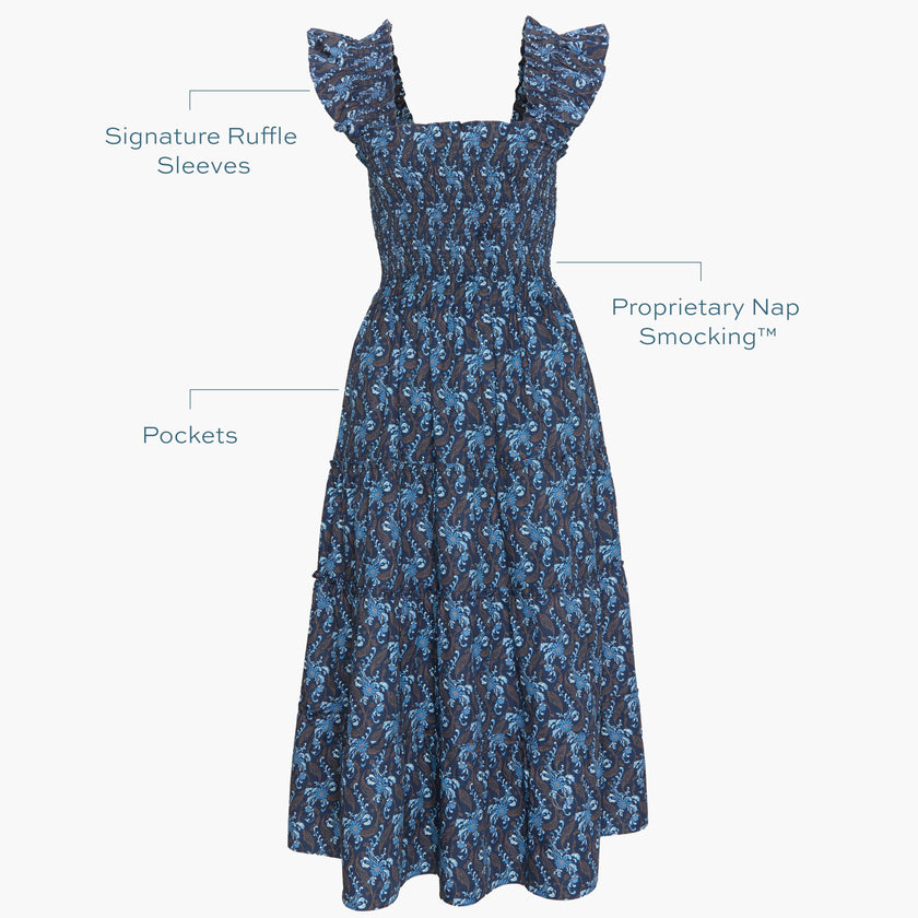 The Ellie Nap Dress - Navy Cala Paisley