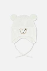 Baby Winter Knit Hat With Ear Flaps And Ears Off-White