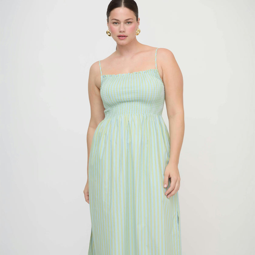 The Isabel Nap Dress - Blue/Green Stripe