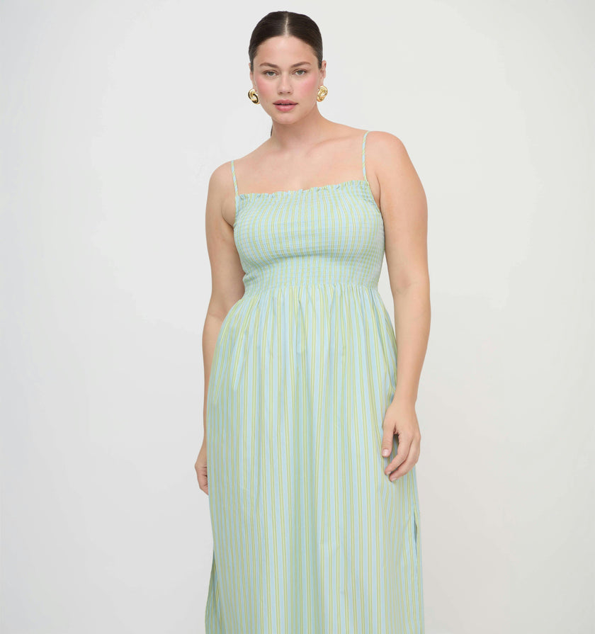The Isabel Nap Dress - Blue/Green Stripe
