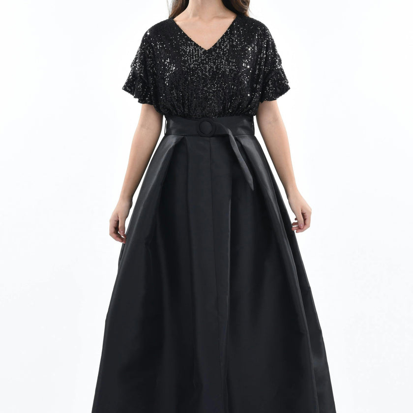 Black Arcola Glimmer Tulle Gown